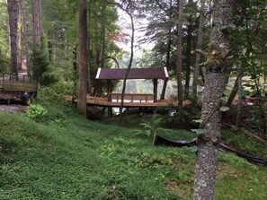 Covered Bridge with Table & Bench over Lake Coma 