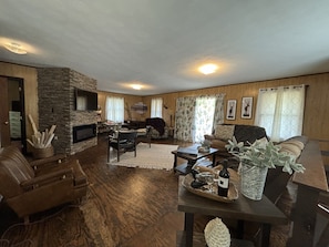 Open Concept Living Area, Electric Fireplace