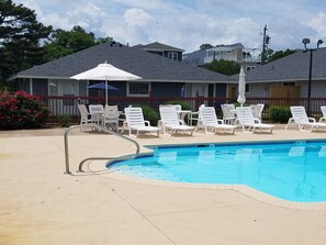 View of the condo from the pool - you are steps away! 