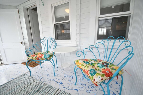 Sun porch - a breezy place to relax and chat with neighbors.