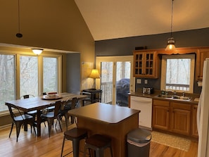 Huge open kitchen, fully stocked for all of your cooking needs!