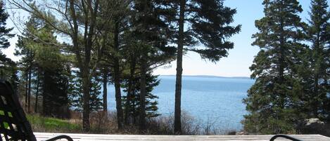 Sitting on the deck looking out to Blue Hill Bay