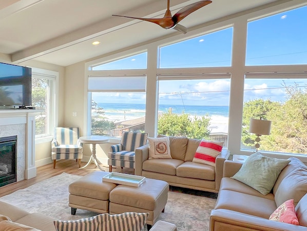 Living Upstairs with fireplace