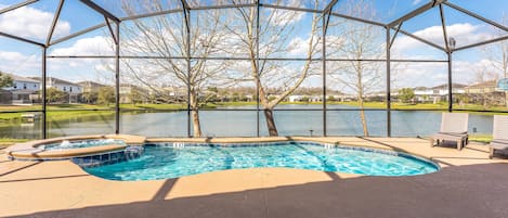 Relax with your family in this beautiful pool area with an awesome  lake view.