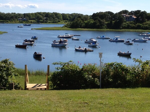 View from the Backyard.  Private Stairway down to Ocean Harbor, Little Mill Pond