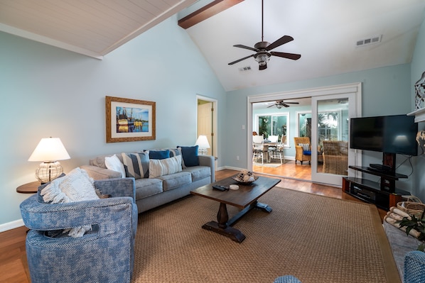 A welcoming Sun Porch is off the Great Room. An HDTV is ready for your enjoyment.