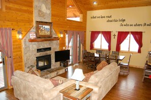 Living room area with plenty of seating. 