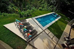 view of pool from master balcony