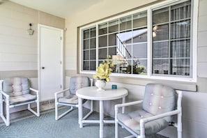Relax in the shade of the private lanai of this 2-bed, 2-bath condo.