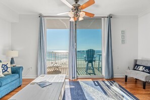 Gulf Front Living Area with Sleeper Sofa