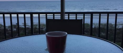 Wine at Sunset on 305 oceanfront balcony