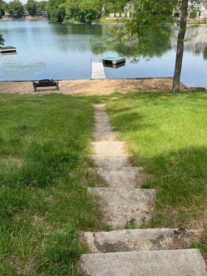 New sea wall and firepit area