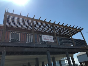 front porch with shades
