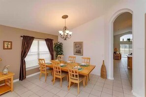 Spacious dining area for larger family gatherings.