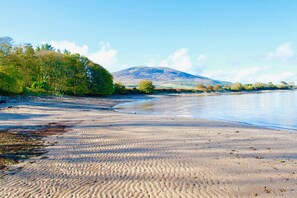 The Beach is less than a minutes walk from the chalet