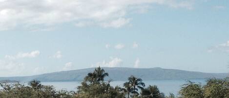 View of Molokini and Koho'olawee from living room, lanai and guest bedroom