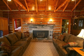 Wood burning fireplace