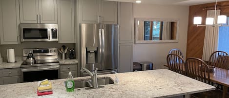 Spacious and modern kitchen.