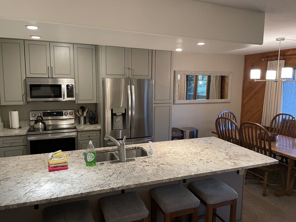 Spacious and modern kitchen.