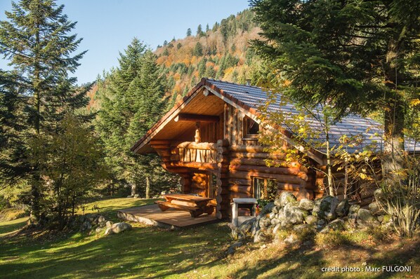 Chalet en rondin Vosges en automne