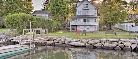 Stay in West Mystic at this vacation rental on Beebe Cove with a wraparound deck