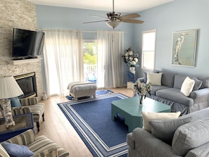 Cozy living room with gas fireplace
