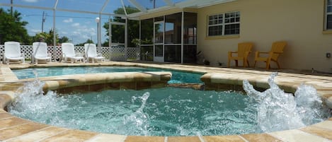 pool with hot tub