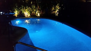 Night swim in the heated pool