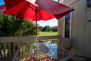 The deck table seats 4