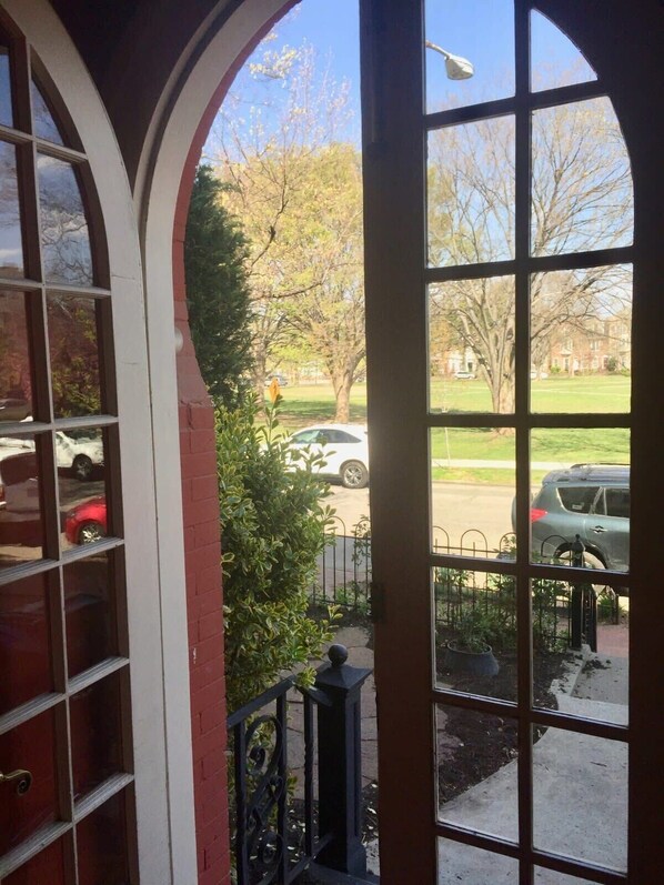 Doorway to the front patio and park