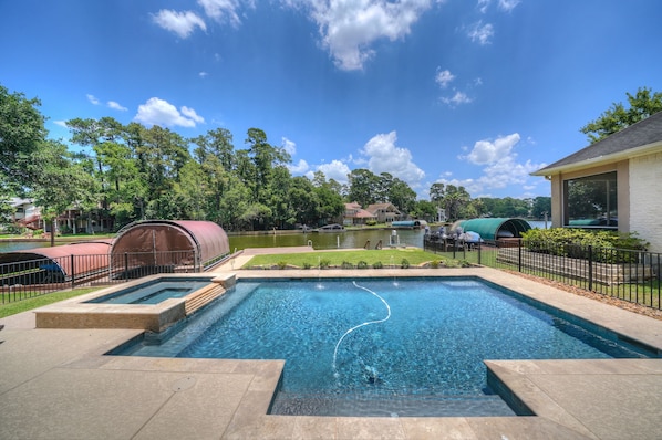 sparkling pool and spa