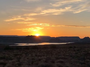 Sunrise over Lake Powell Wahweap Bay from the patio