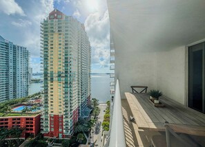 Nice balcony, partial view to Key Biscayne Bay