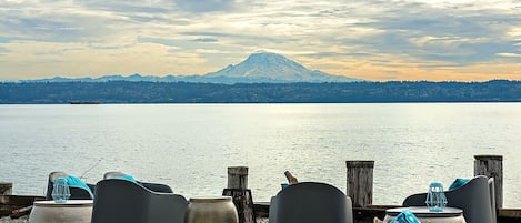 With Mount Rainier as your backdrop make s'mores just steps from the house