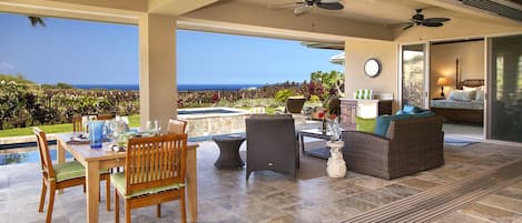 Lanai view and outdoor dining area