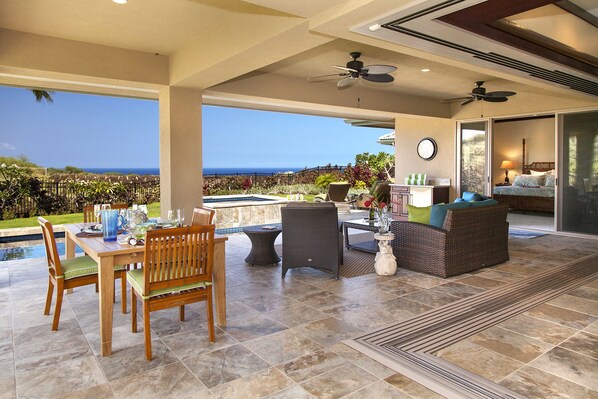 Lanai view and outdoor dining area