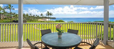 Poipu Sands at Poipu Kai Resort #521 - Beach View Covered Dining Lanai - Parrish Kauai