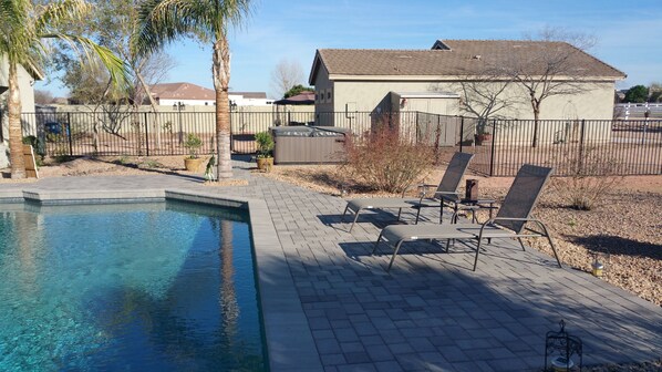 Lounge, sunbathe, splash in the pool, or recuperate in the hot tub. All for you!