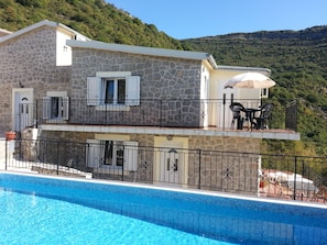 Downstairs Barn and terrace on lower level beyond pool