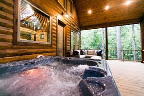 Soak away your troubles in the relaxing hot tub!