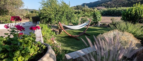 relax in the hammock, garden side.