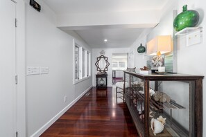 Front entry with display case with local treasures