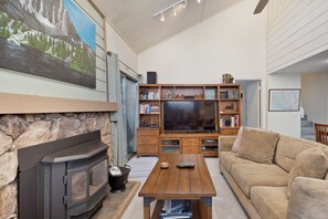 Kick back and relax to a great show on the large screen t.v.