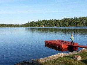 Dock to mourn up two boats.  Perfect for swimming.  