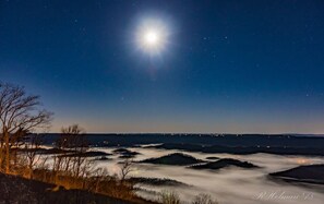 Full moon with mist in the valley. We call this the Lake Lookout effect.