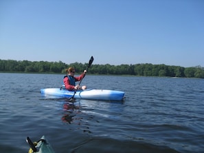 Kayaking on N. Colwell Pond.  2 kayaks included in rental. 