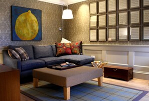 Sitting Room: muted colours make for a calm and restful place to chat or relax.