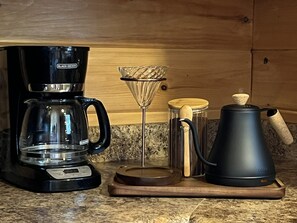 Enjoy fresh brewed or pour-over coffee!
