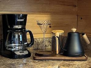 Enjoy fresh brewed or pour-over coffee!