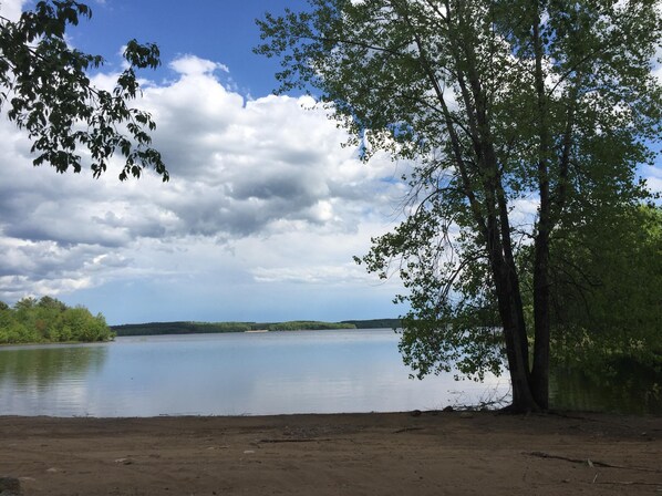 Lake front camp on a quite bay